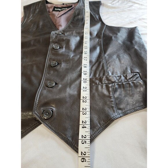 Wilsons Suede & Leather Co. Vintage Brown Leather Vest Lined Sz 44 Biker Western - Picture 5 of 9